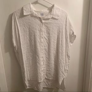 Old Navy XL White Eyelet Short Sleeve Button Down